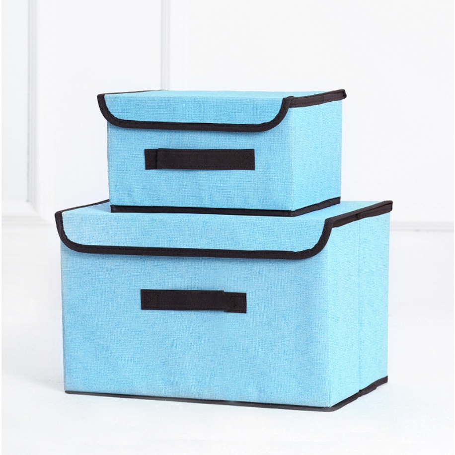 Organizer of foldable fabric storage boxes with lid | Shopee Philippines