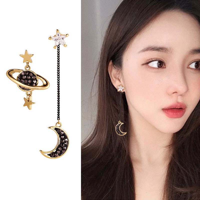 Crystal Fashion Planet Dangle Drop Earring Star Moon Earings Ins Girl ...