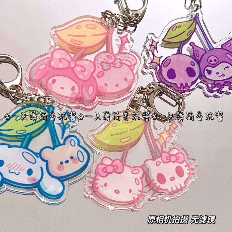 Sanrio Plush Cartoon Kawaii Kuromi My Melody Cinnamoroll Kittys Cute Acrylic Keychain Anime