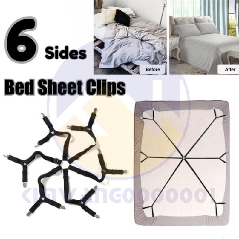 6 Sides Bed Sheet Clips Suspender Fastener Adjustable Elastic Sheet