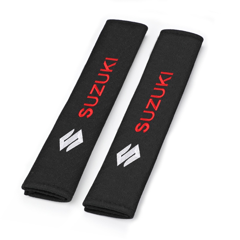 2pcs Suzuki Car Seat Belt Pads Shoulder Sheath Car Seat Belt Cover black Cotton Car Shoulder Pad