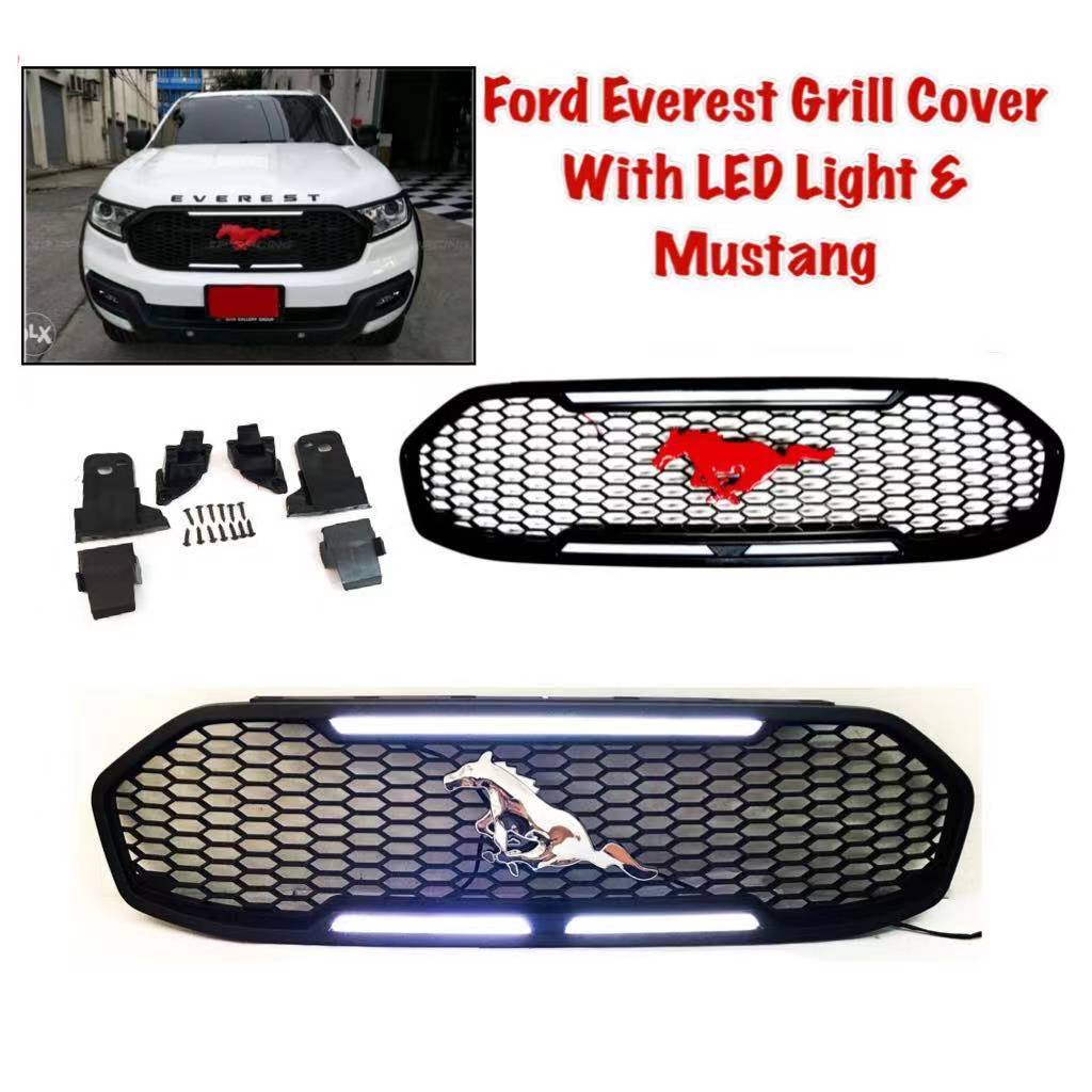 OSCPA CAR FRONT GRILL COVER FOR FORD EVEREST WITH LED LIGHT AND MUSTANG Shopee Philippines