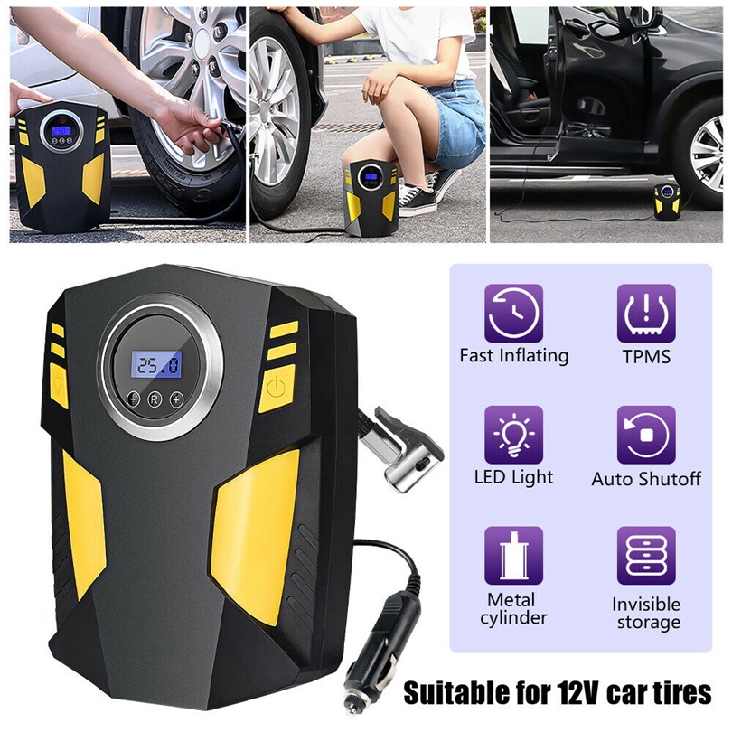 Car tire pump car air pump LED smart digital display 12V portable fast ...