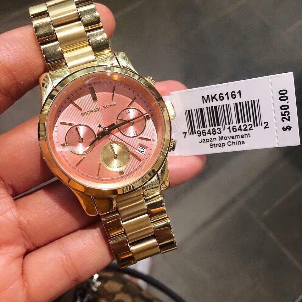 Michael kors pink hot sale and gold watch