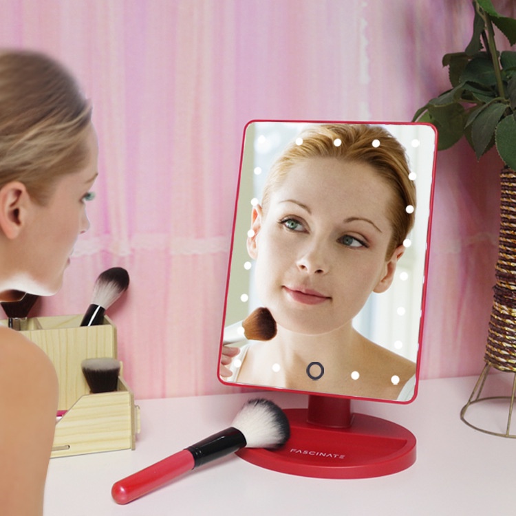 Lighted Makeup Vanity Mirror 21 Led Lighted Mirror With Touch Sensor Dimming Dual Power Supply