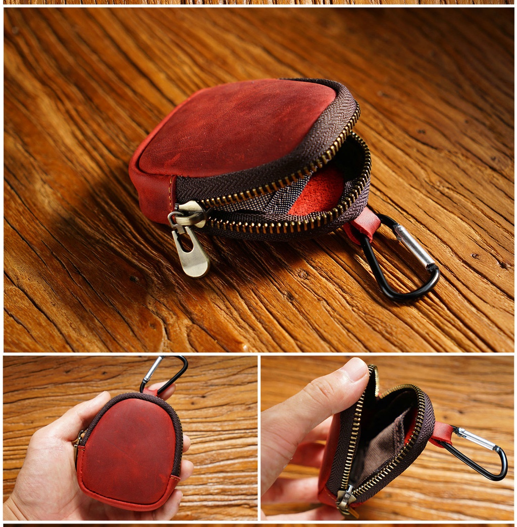 Retro Crazy Horse Leather Coin Purse Coin Genuine Leather Small