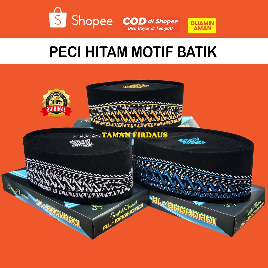 HITAM Children's And Adult Caps Black Caps Batik Motifs Black Caps With ...