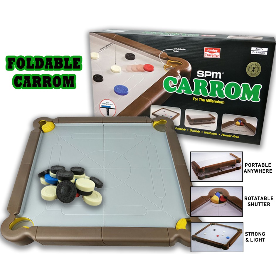 SPM Foldable Carrom Board Set With Carrom Men - Portable & Compact/Easy ...