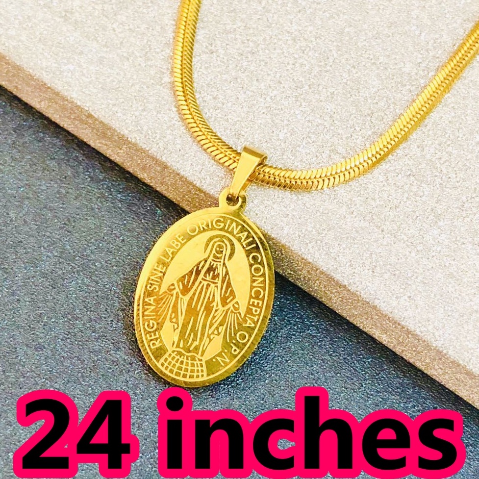 Stainless Necklace For Women Mama Mary Necklace For Women Oval Pendant For Women Gold Plated Chain Shopee Philippines