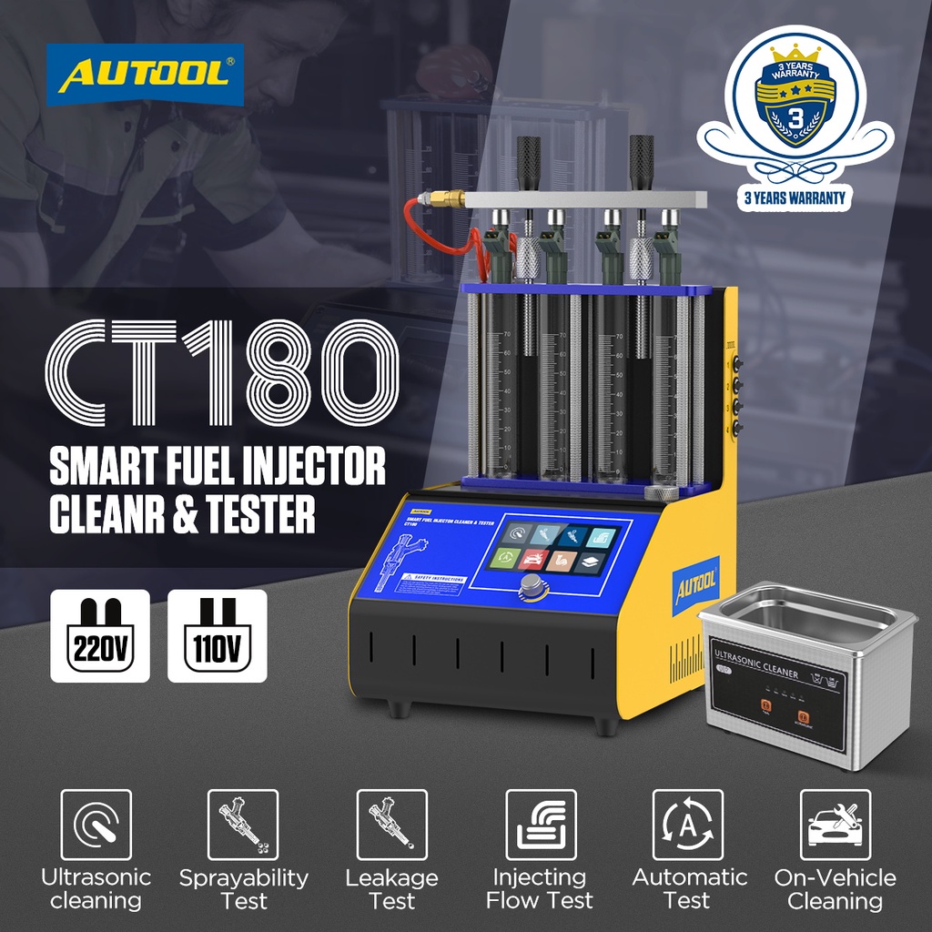 AUTOOL 110V/220V Intelligent Ultrasonic Automotive Fuel Injector ...