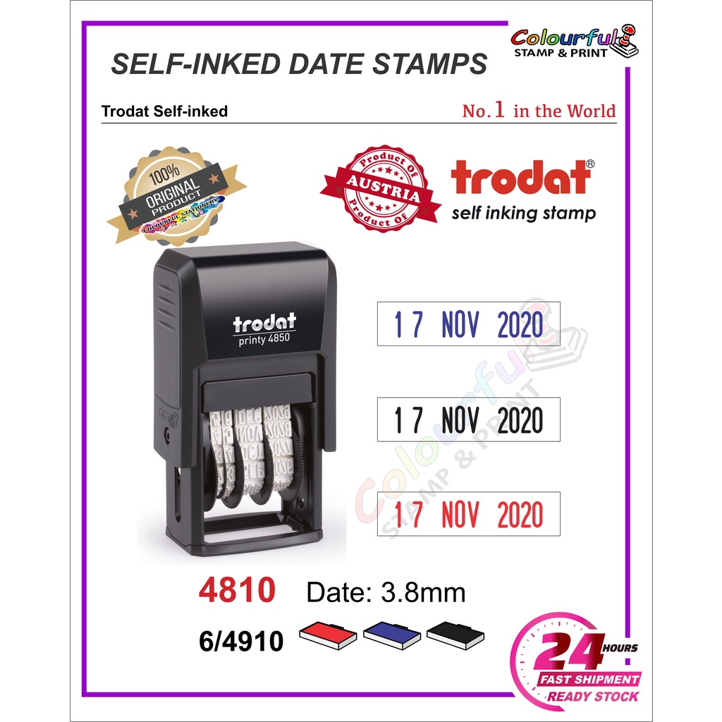 Trodat Mini Date Self-inked Rubber Stamp 4810,4820,4817. Hight Quality ...