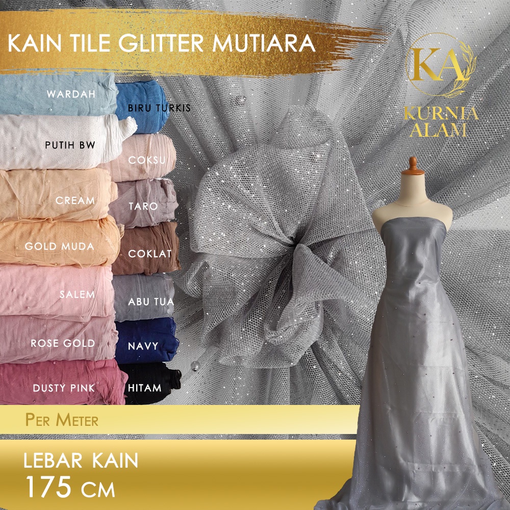 Glitter Pearl Tulle Tile Fabric Per Meter and Per Meter WIDTH 175 cm