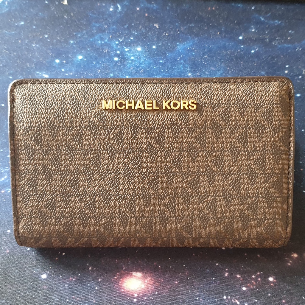 Michael Kors Jet Set Travel Slim Bifold Wallet Brown Acorn