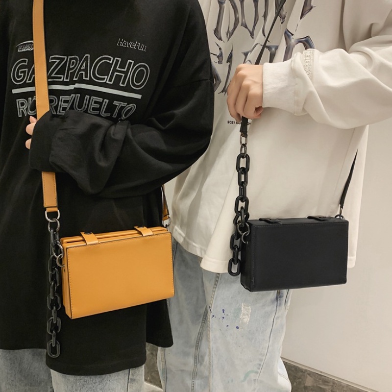 Ins Japanese Ulzzang Korean Fashion Pu Leather Hard Case Men Sling Bag  Shoulder Bag Boys Crossbody Bag Messenger Bag for Men