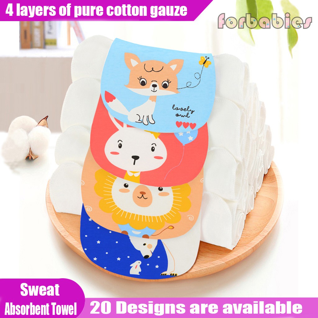 Baby Sweat Absorbent Back Towel with Cartoon Design 4-layer | Shopee ...
