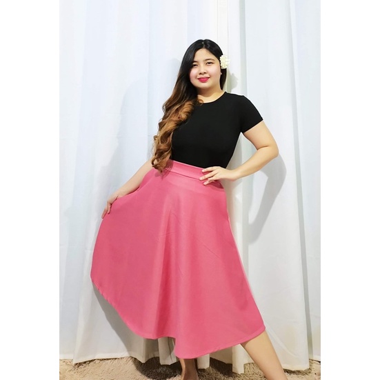 Plus Size Plain Midi Skirt (Fits Up To 2XL) | Shopee Philippines