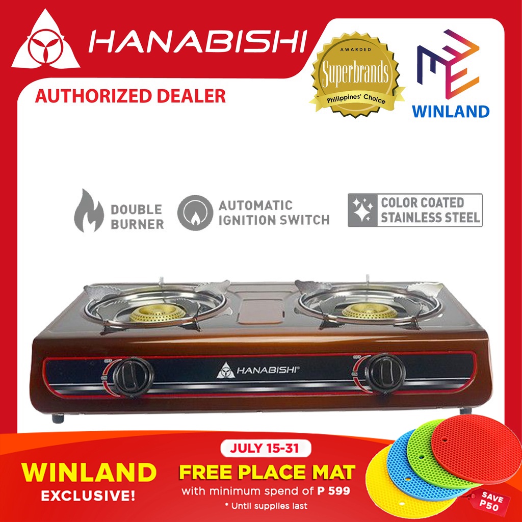 Hanabishi Original Color Coated Stainless Steel Body Double Burner Gas