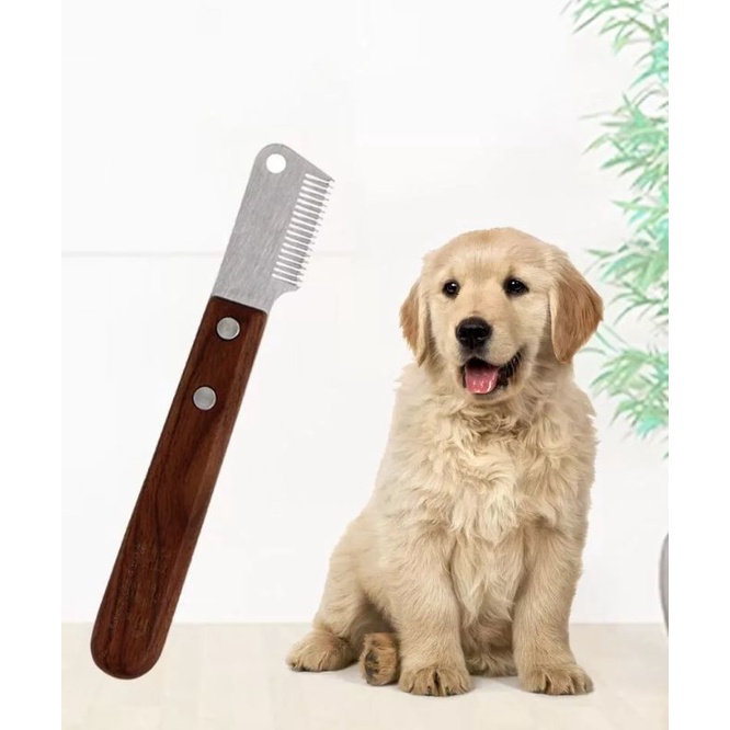 Pro Stainless Steel Dog Comb: Wooden Handle Stripping Knife for Expert ...