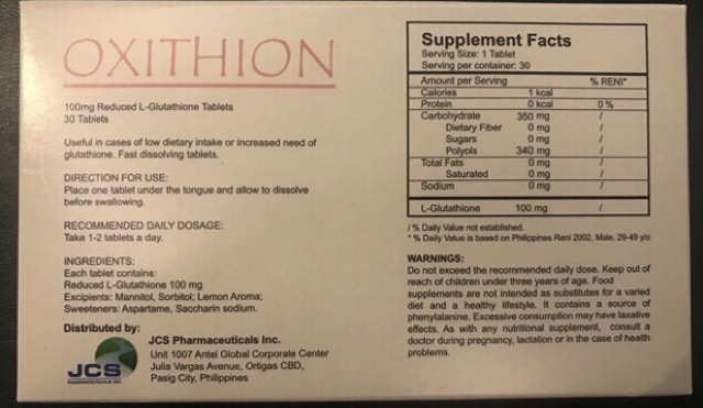 Oxithion Reduced L-Glutathione 100mg Food Supplement | Shopee Philippines