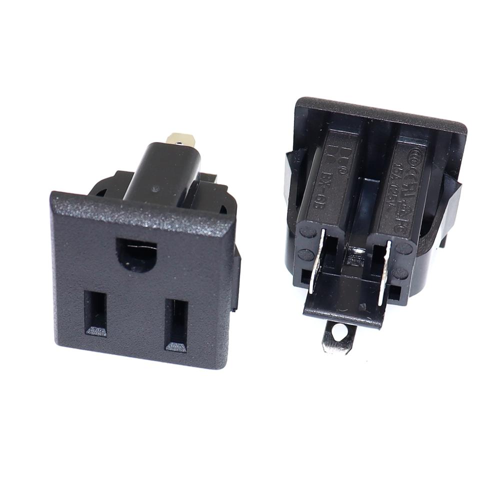 10PCS Chassis Female 3PIN AC US Nema 5-15R Inline Socket Plug Adapter ...