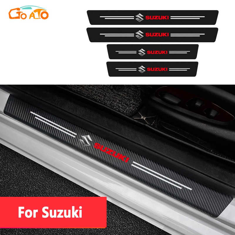 GTIOATO 4PCS Car Door Sill Protector Carbon Fiber Auto Threshold Cover