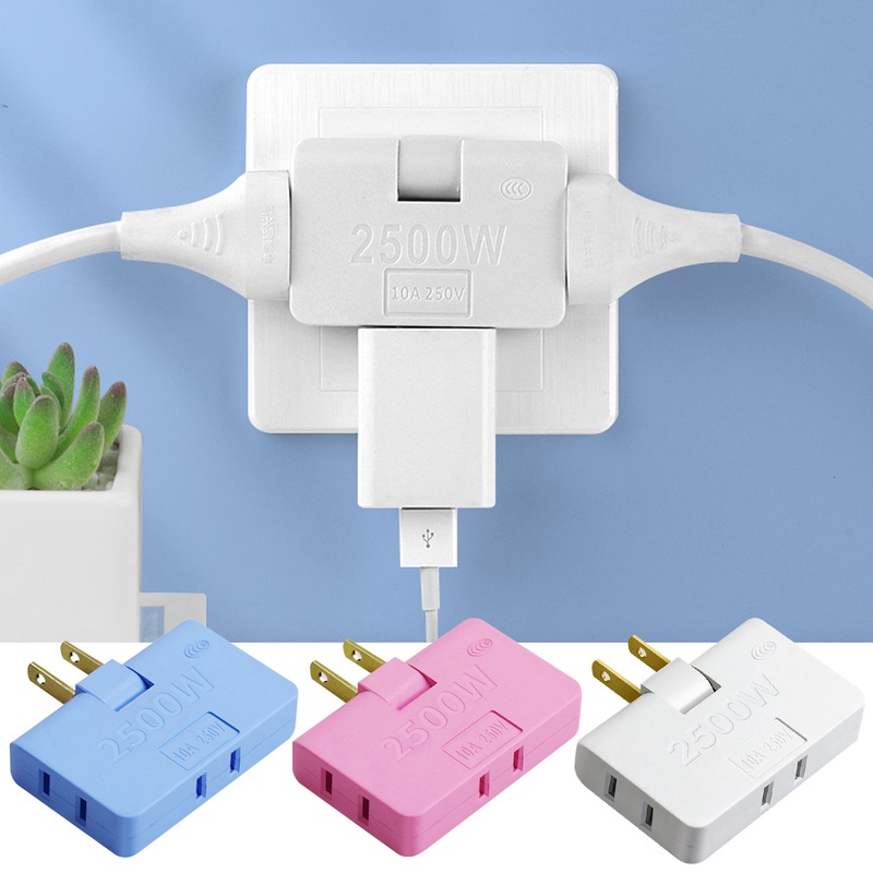 3 In 1 US Power Plug Adapter 180 Degree Rotatable Socket Converter Multi Plug Slim Wireless