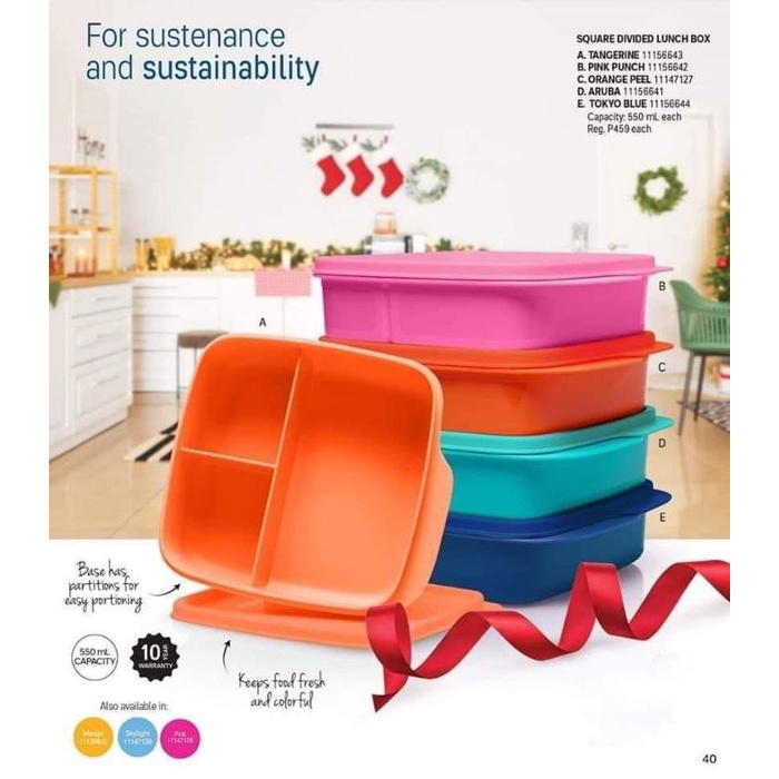 Tupperware Square Divided Lunch box | Shopee Philippines