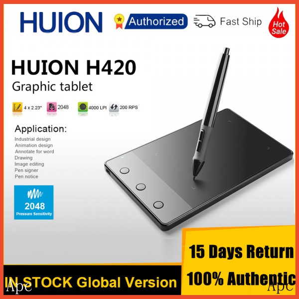 Huion H420 Digital Graphic Tablet USB Signature Pad with Wireless ...