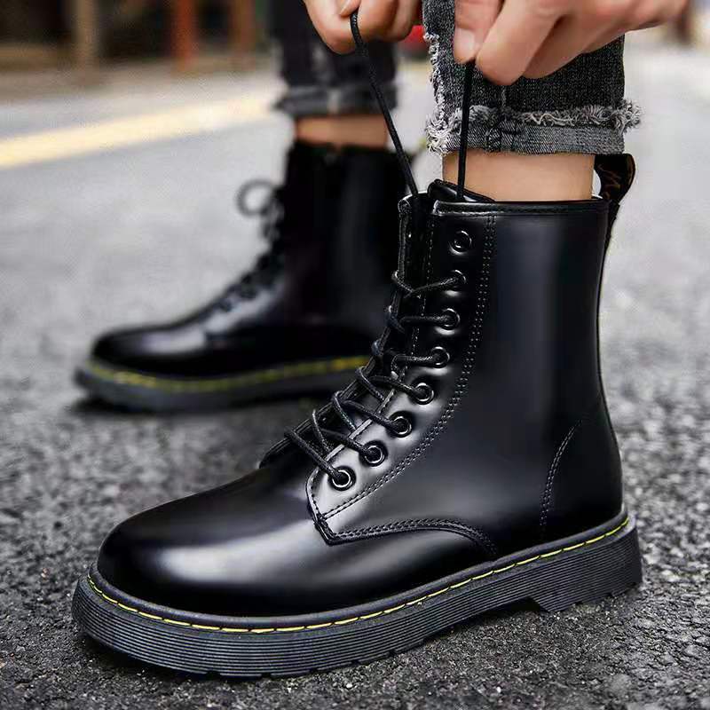 korean fahsion martin boots for men high cut leather ankle boots men's ...