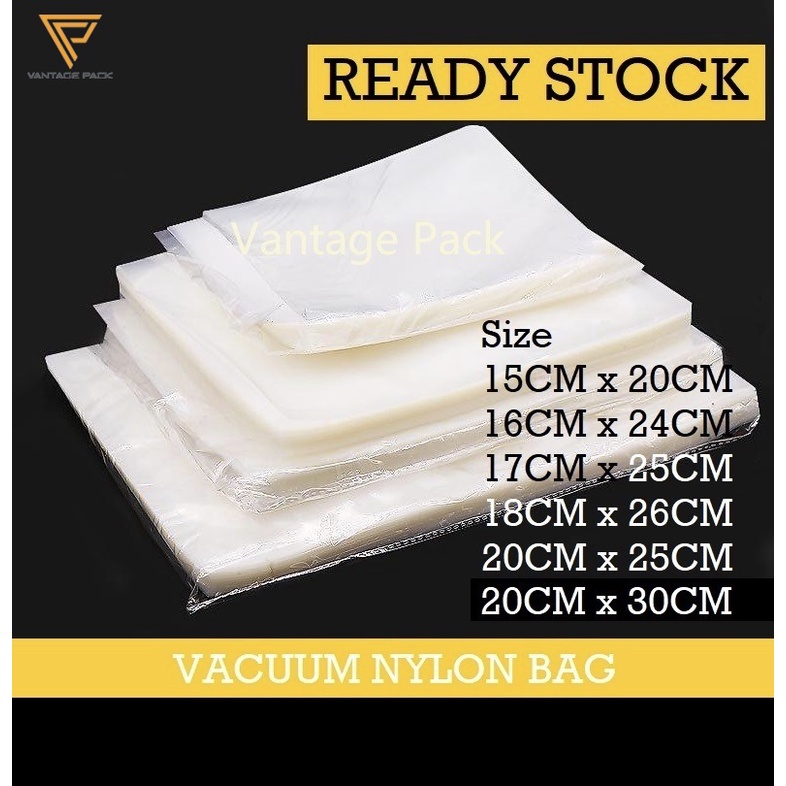 100 PCS TRANSPARENT NYLON PLASTICS BAG/ FOOD VACUUM POUCH Nylon Vacuum