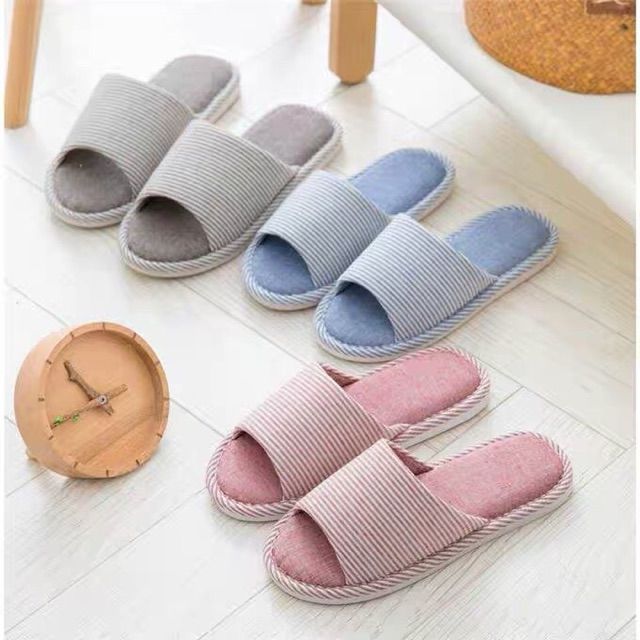 Japanese cotton linen slippers indoor non-slip thick-soled 5189/5188 ...