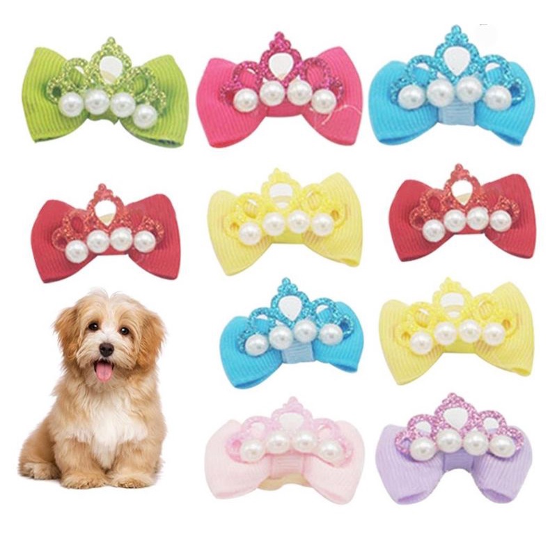 [#HA003] Crown Ribbon Pet Dog Hair tie | Shopee Philippines