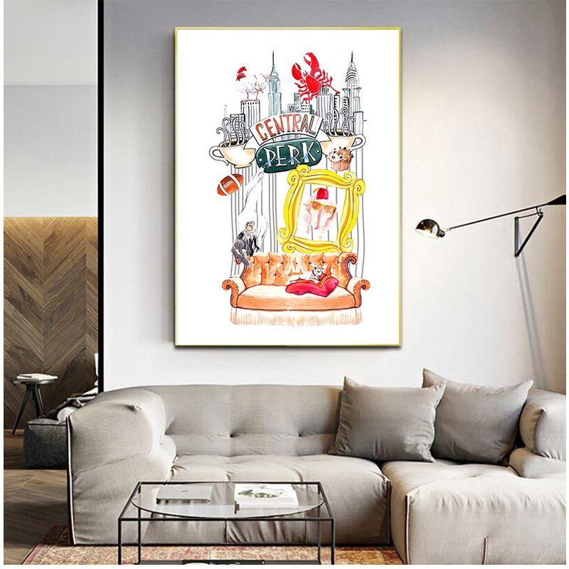 Friends Tv Show Poster Prints Central Perk Watercolor Art Canvas Painting Friend Sublimation