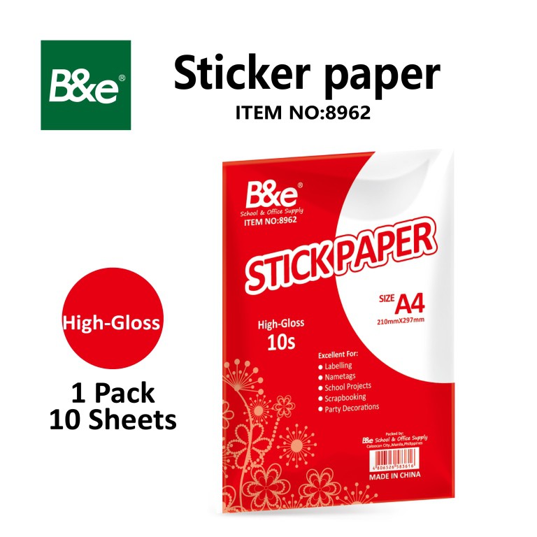 Bnesos Stationary School Supplies B&e Sticker Paper A4 Size Matt High ...