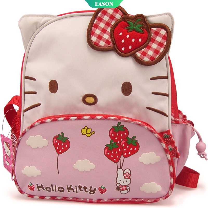 Kawaii Cartoon Sanrio Plush Hello Kitty Strawberry Bow Cat Backpack ...