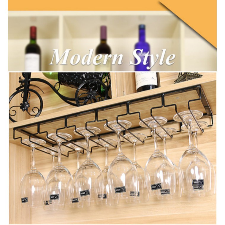 Iron wall-mounted wine glass hanging bracket goblet tableware storage ...