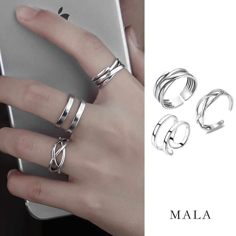Mayebe Lavend Korean Trend Punk Adjustable 3 Piece Rings Set Unisex ...