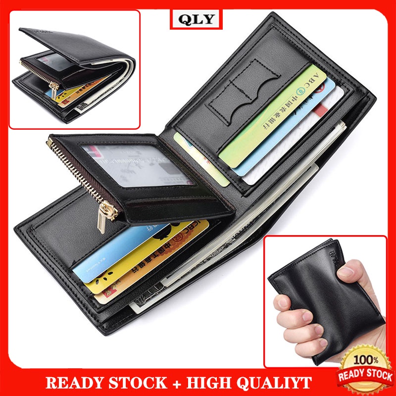 ♝READY STOCK♝Multi-card Slots and With Zipper Coin Pouch Mens Short ...