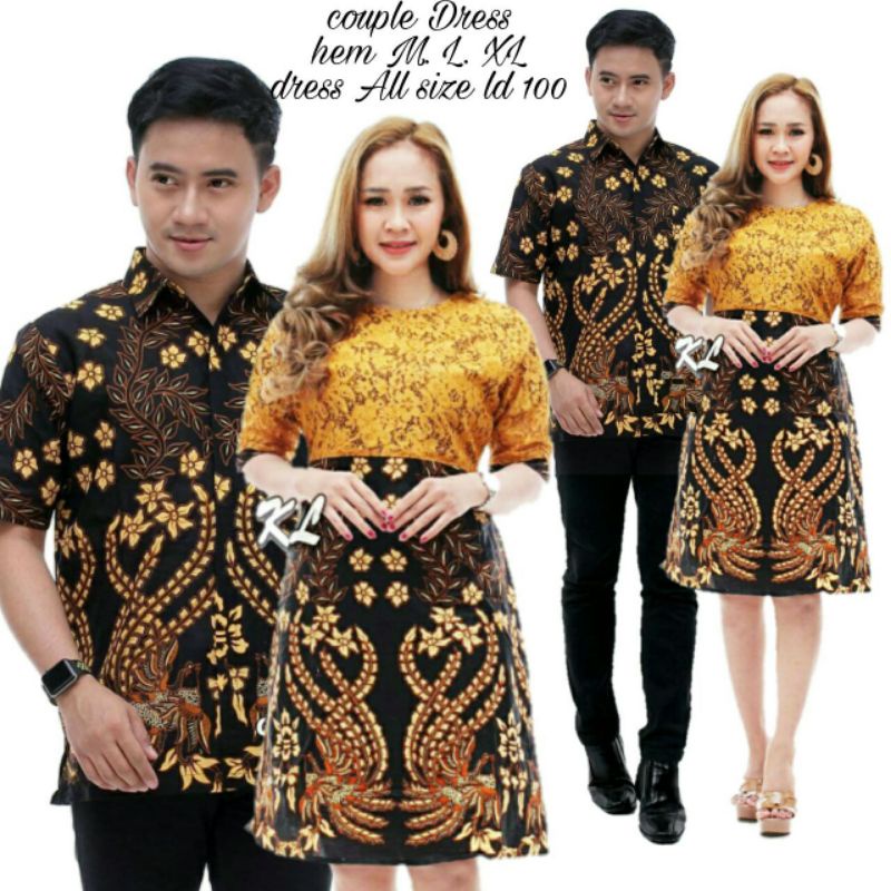 Couple Clothes Batik Dress Mprit Motif Men Women Couple Short Sleeve ...