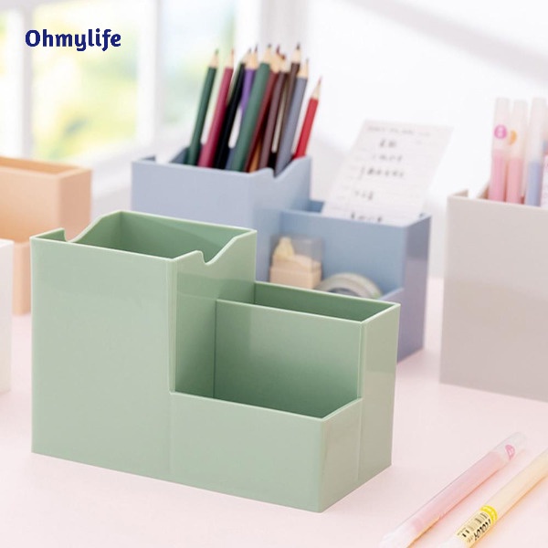 1pc Wooden Multi-compartment Storage Box, Creative And Stylish Pen Holder  For Office Desktop Organization