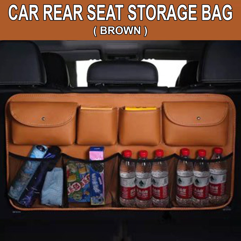 Car trunk leather storage bag largecapacity rear seat back pocket