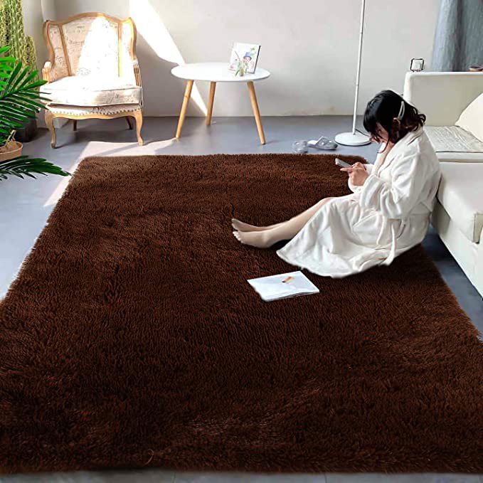 HOMEYOUNG Big Size Fluffy Rugs Anti-Skid Shaggy Area Rug Room Home ...