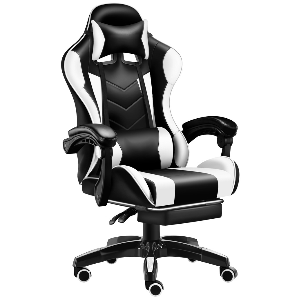 Leather Gaming Chair Ergonomic Office Computer Chair High Back Swivel ...