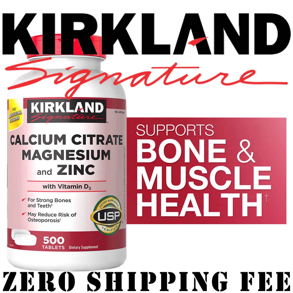 Kirkland Signature Calcium Citrate, Magnesium and Zinc, 500 Tablets 10/
