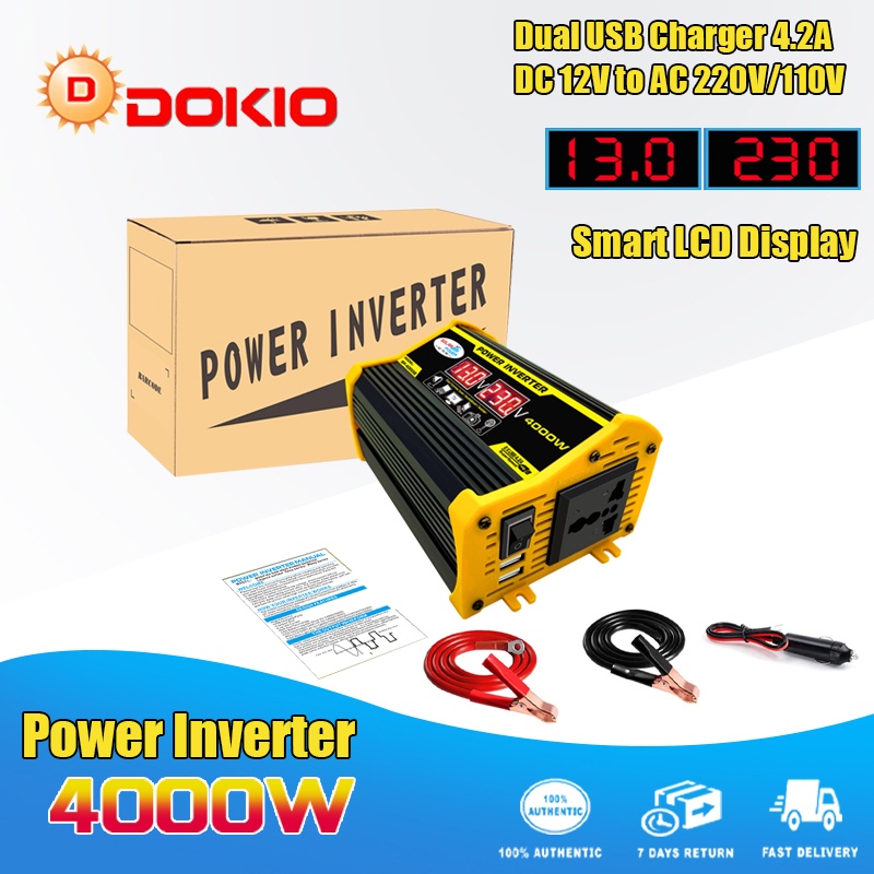 4000W Kit Inverter 12v 220v Voltage Converter LED Digital Car Power ...
