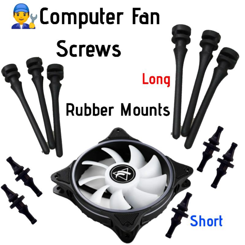 [12pcs] PC Fan Screw for Computer Case Fan Rubber Screwless Install ...