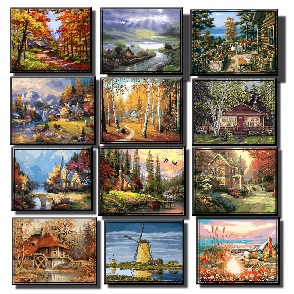 40*50 cm DIY Digital Oil Painting Paint By Numbers on Canvas house in ...