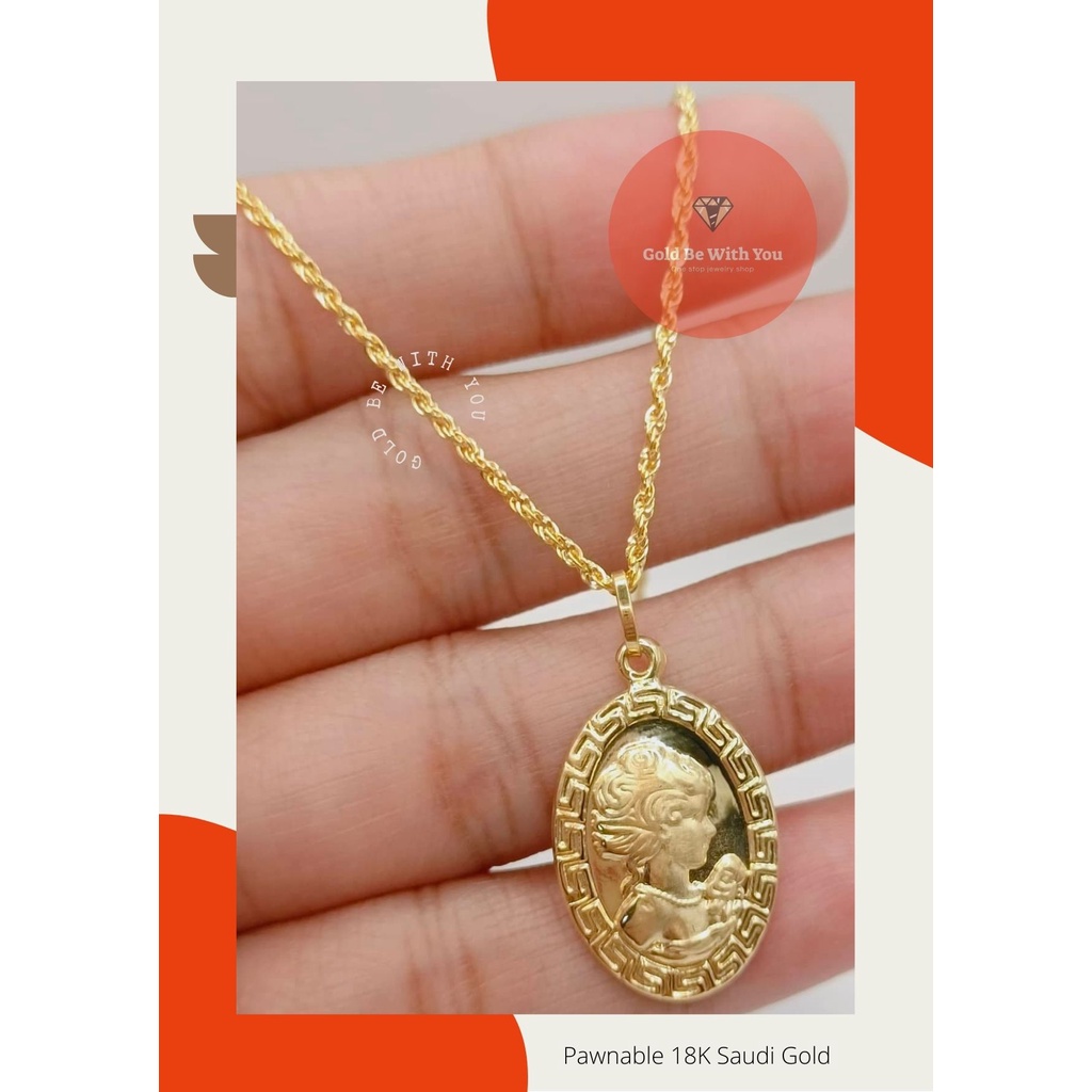 Pawnable 18k Saudi Gold Big Glamour Eli Pendant in Rope Chain | Shopee ...