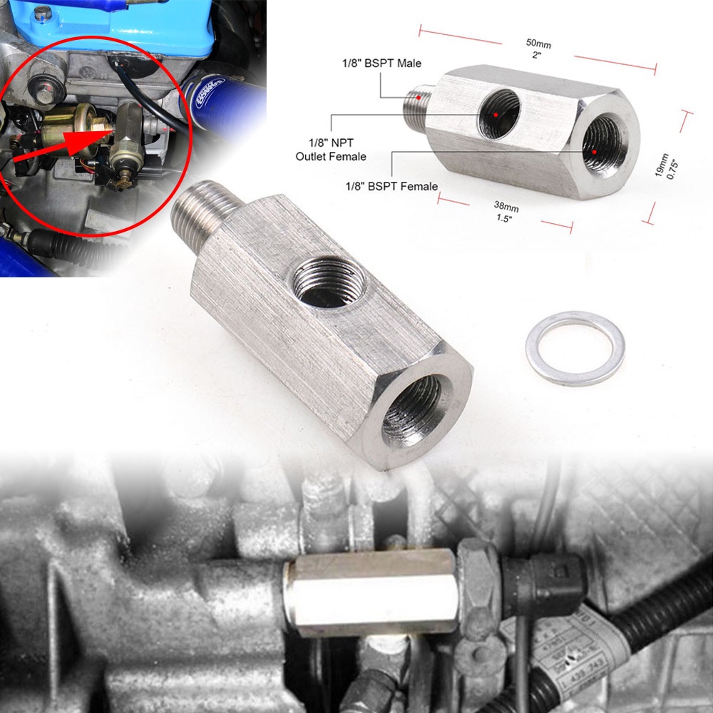1/8'' BSPT Oil Pressure Sensor Tee to NPT Adapter Turbo Supply Feed
