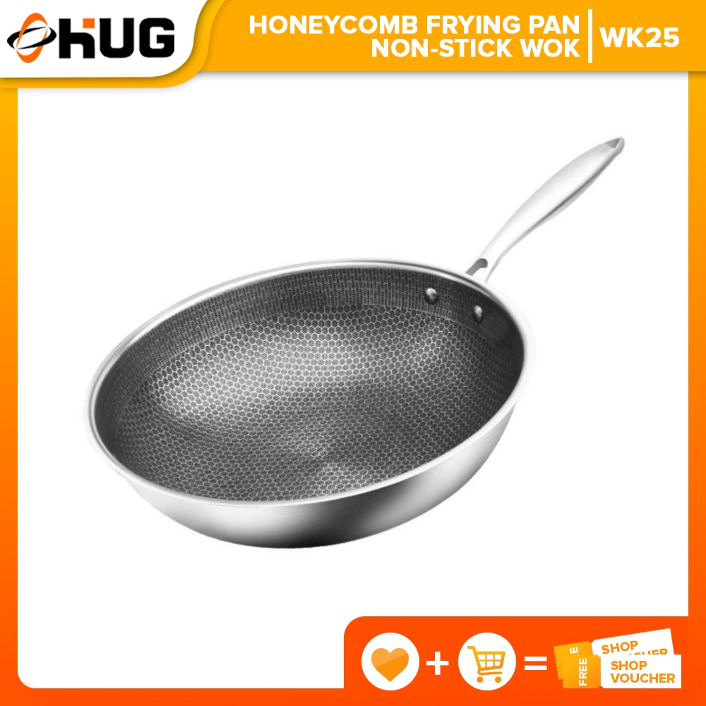 AUNeed PH, Stainless Steel Honeycomb Wok Pan/Frying Pan Non Stick Frying  Sauce Pan Scratchproof